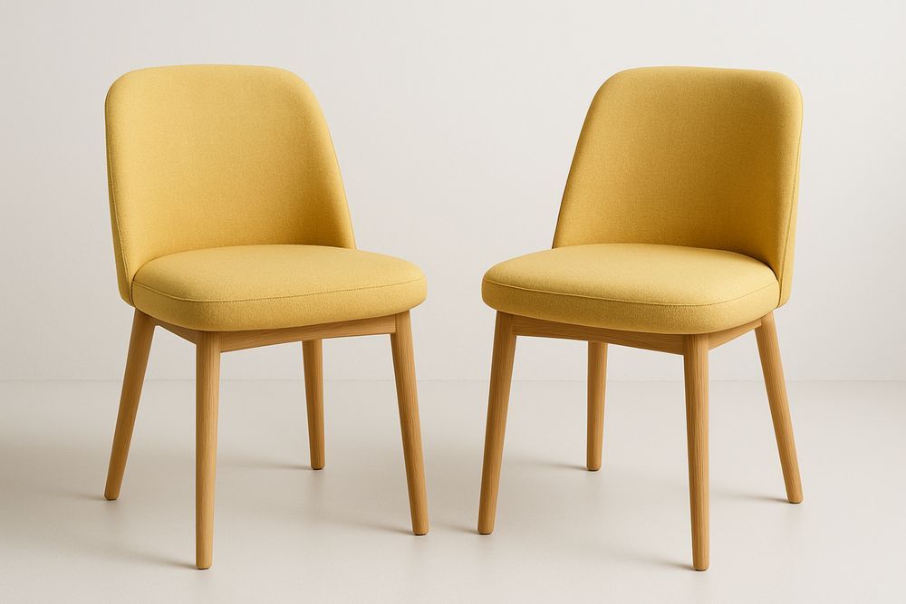 Sárga szék szett tömör fa lábakkal és poliészter szövettel-Nestlivia