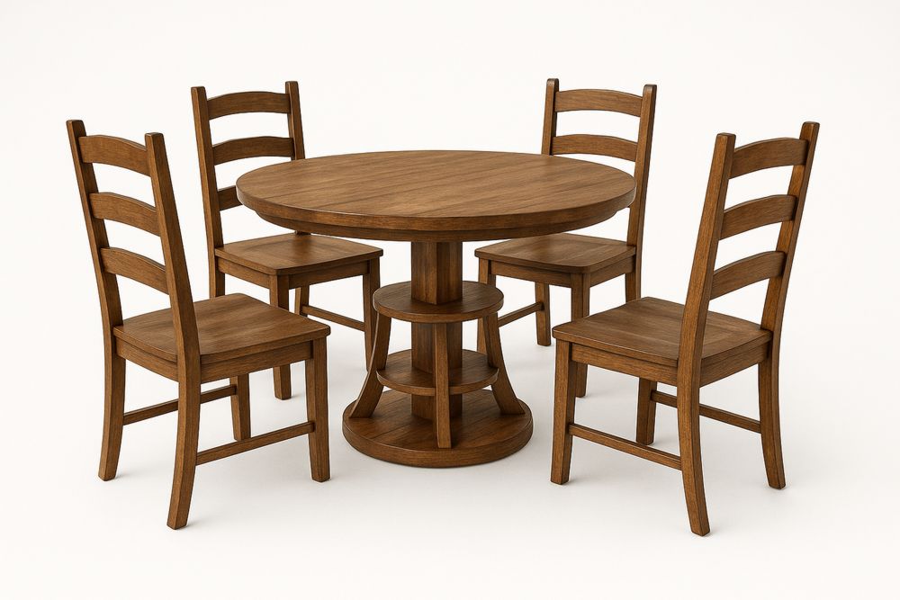 Fa Kerek Étkezőasztal 4 Székkel 100 cm-Nestlivia