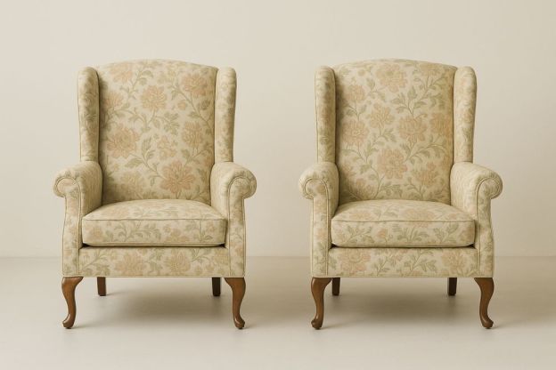 Karosszék Szett Virágmintás Modern Kárpitozással Tömör Fa Lábbal-Nestlivia