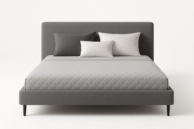 Szürke szövet ágy szett hab matraccal 200x150x100 cm-Nestlivia