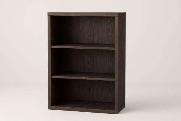 Három polcos barna könyvespolc MDF-ből 80x120x30 cm-Nestlivia