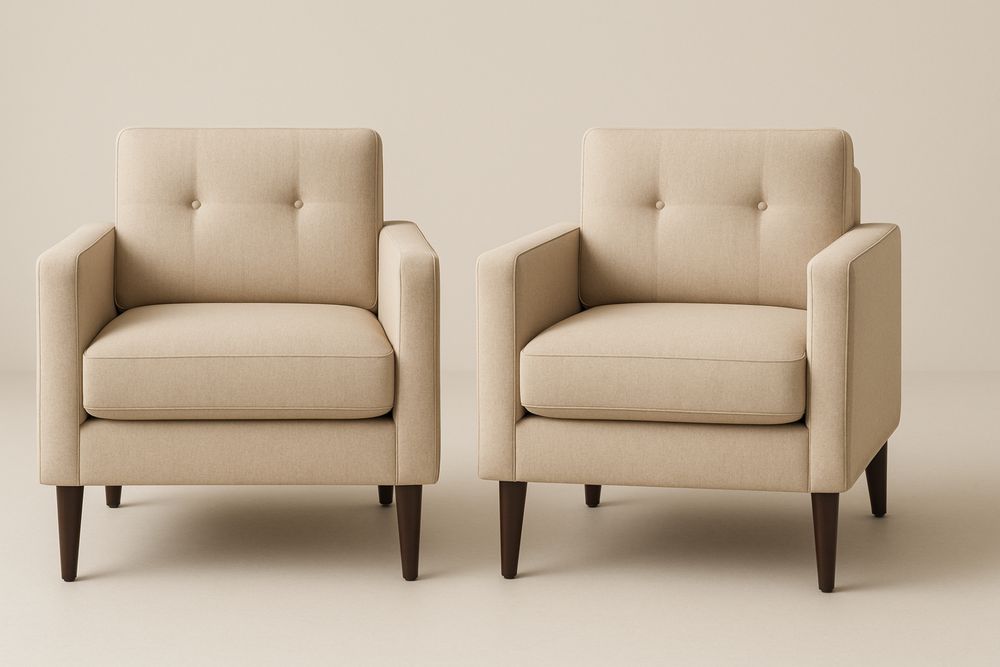 2 darabos bézs színű fa lábú fotelek poliészter kárpittal-Nestlivia