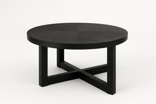 Kerek dohányzóasztal fekete fa 90 cm átmérővel-Nestlivia