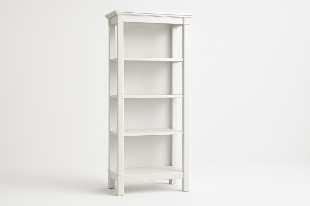 Fehér MDF könyvespolc 5 polccal 180x80x30 cm-Nestlivia