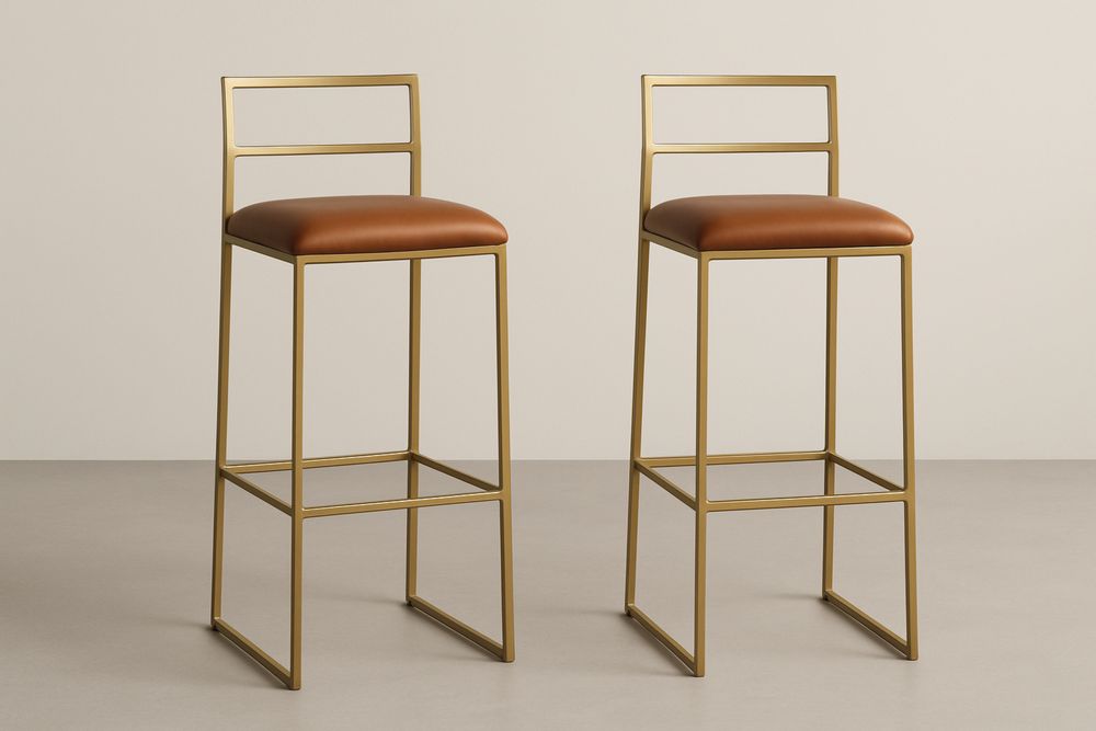 Fémvázas PU bőrkárpitozású bárszék arany-barna 2 darabos szett 75 cm-Nestlivia