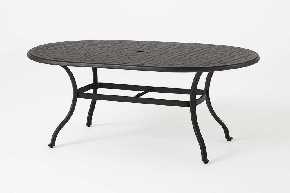 Fekete fém ovális kültéri asztal 180x90x74 cm-Nestlivia