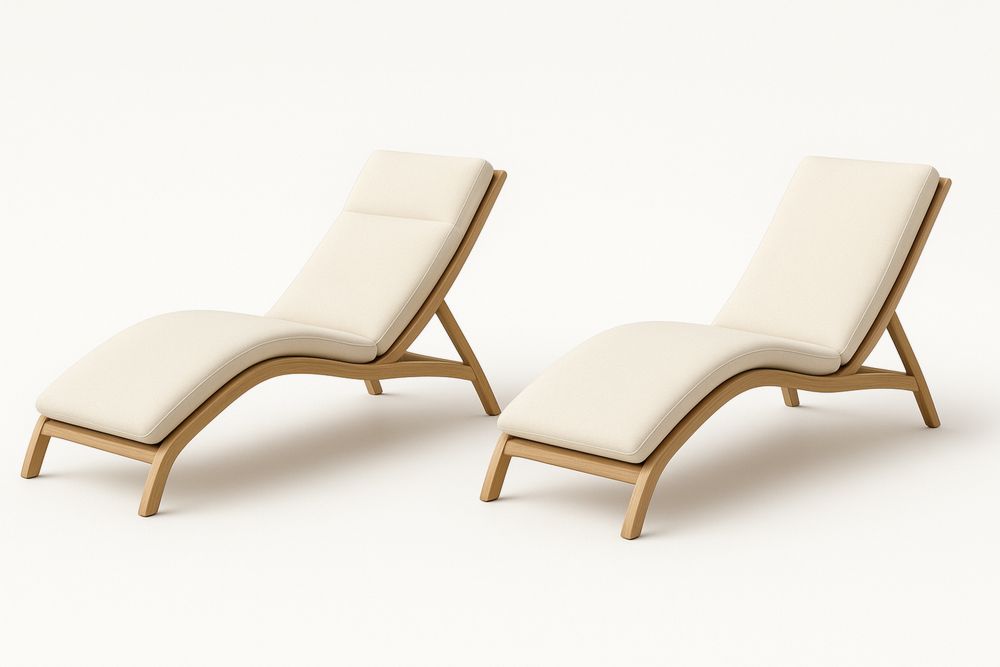 Két darabos nyugágy szett fa kerettel és krémszínű huzattal-Nestlivia