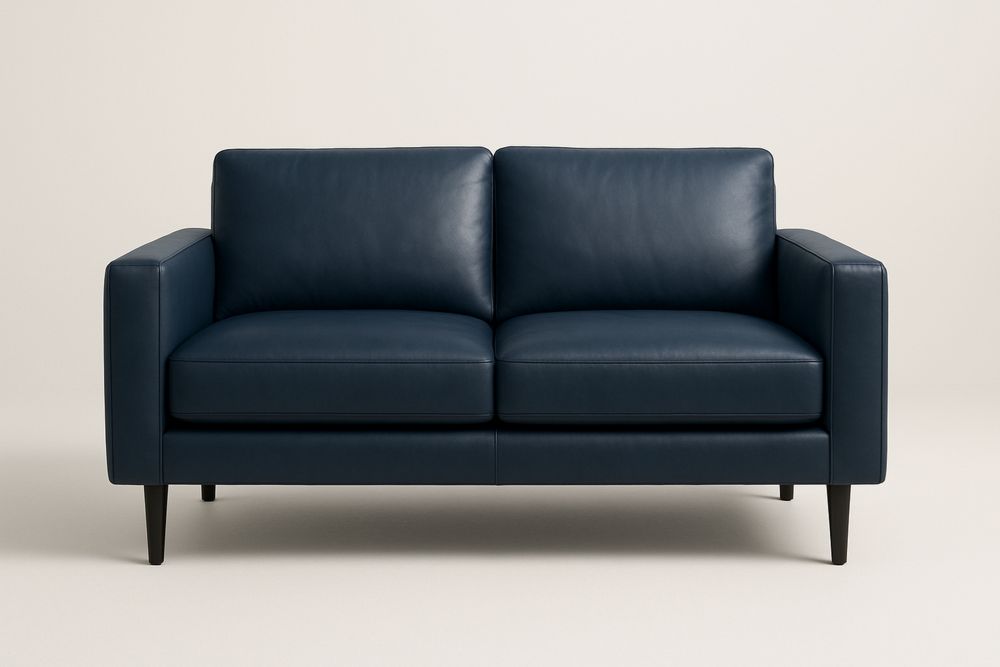 Kétszemélyes kék bőr kanapé 150x85x90 cm-Nestlivia
