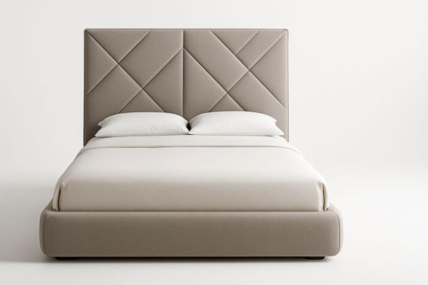 Ágy kárpitozott fejtámlával 200x160cm bézs szövet-Nestlivia