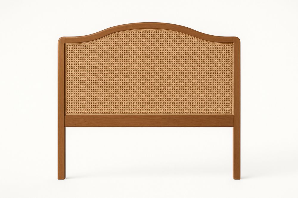 Fa Ágy Fejtámla Rattan Betéttel, 140 cm-Nestlivia