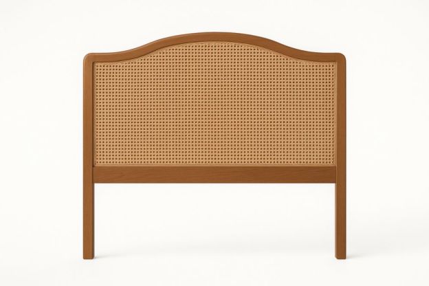 Fa Ágy Fejtámla Rattan Betéttel, 140 cm-Nestlivia