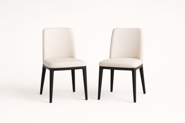 Étkezőszék szett, krémszínű poliészter kárpit, fa lábazat, 2 db-Nestlivia