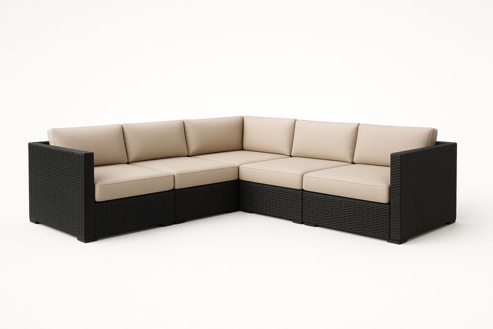 Kültéri rattan sarok ülőgarnitúra bézs párnákkal-Nestlivia