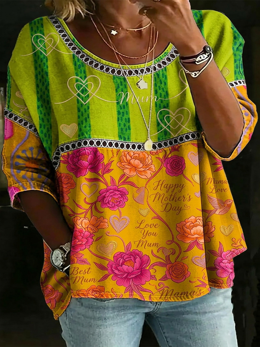 New Arrivals🔥 Women's Vintage Abstrct Casual Loose Denim Blouse Shirt