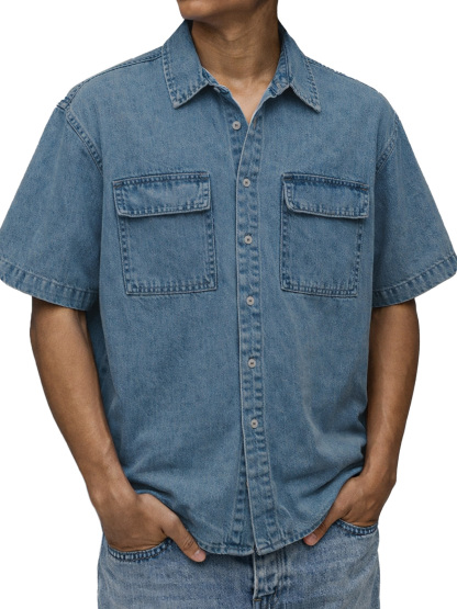 Men's Vintage American Double Pocket Short Sleeve Shirt