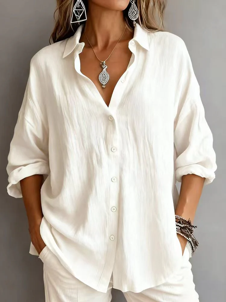 Women's Casual Cotton And Linen Polo Shirt