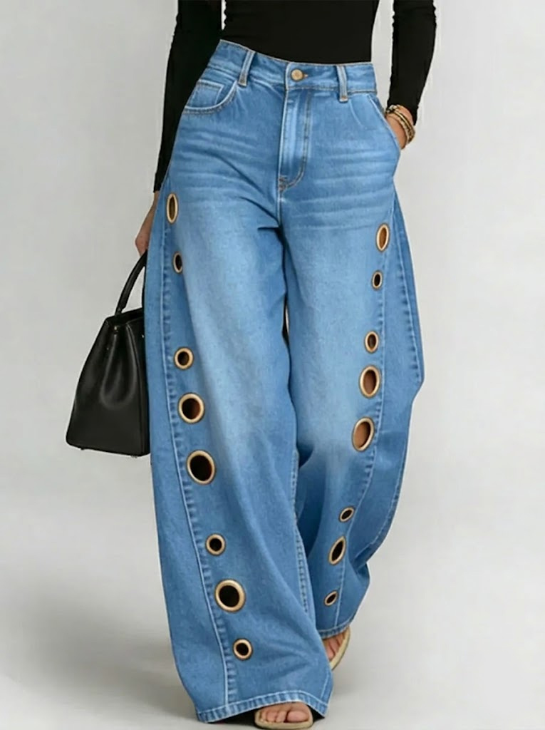 Women's New High-waisted Casual Loose Wide-leg Jeans