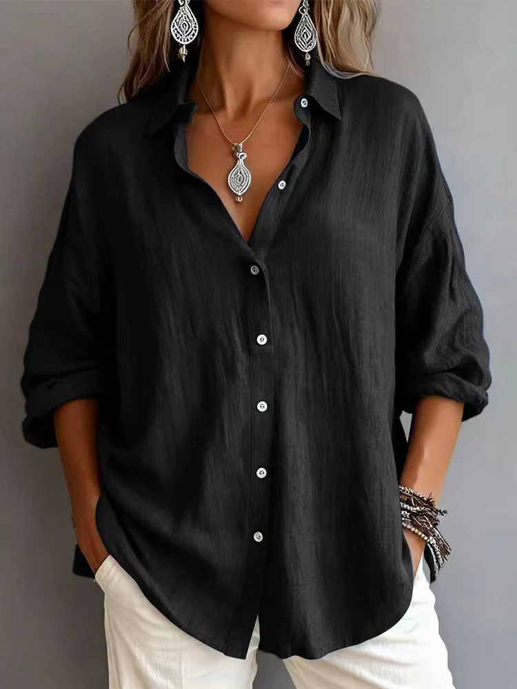 Women's Casual Cotton And Linen Polo Shirt