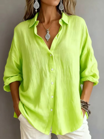 Women's Casual Cotton And Linen Polo Shirt