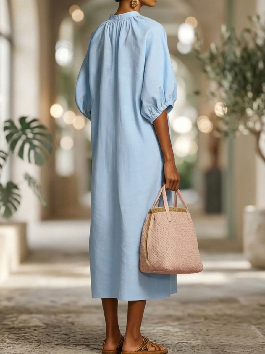 New Arrivals🔥Stylish Zippered Loose Linen-cotton Midi Dress