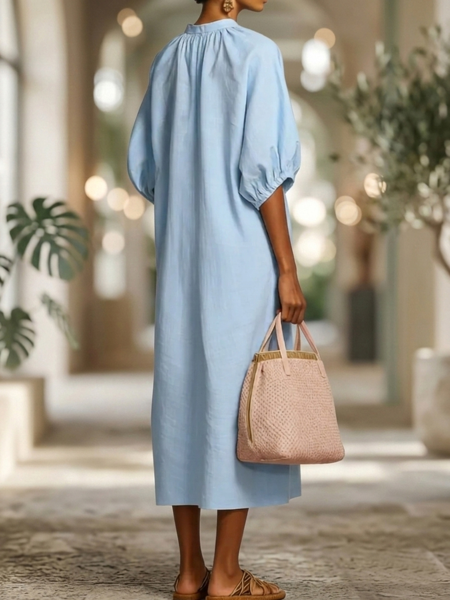 New Arrivals🔥Stylish Zippered Loose Linen-cotton Midi Dress