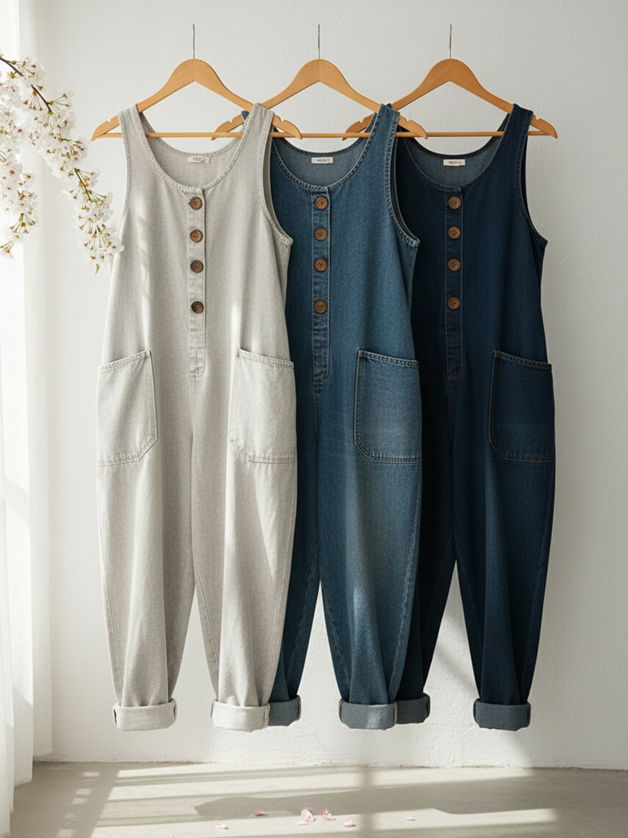 CLEARANCE SALE🔥 Women's Casual Cotton Vest and Denim Jumpsuit