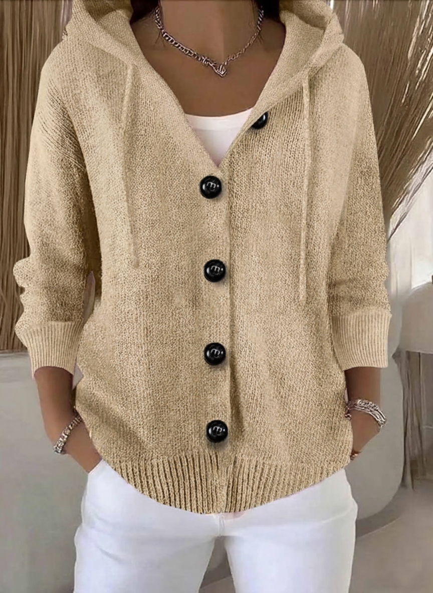 🎄 New Arrivals🔥Women's Casual Hooded Long Sleeve Button Cardigan Sweater