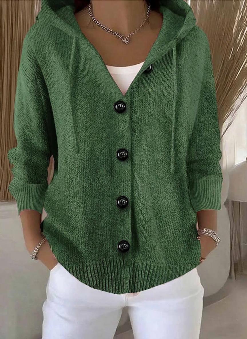 🎄 New Arrivals🔥Women's Casual Hooded Long Sleeve Button Cardigan Sweater