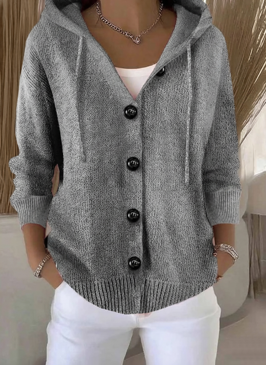🎄 New Arrivals🔥Women's Casual Hooded Long Sleeve Button Cardigan Sweater