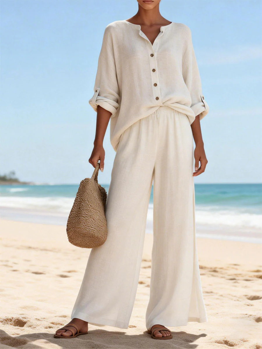 Casual And Cozy Minimalist Linen Two-piece Set