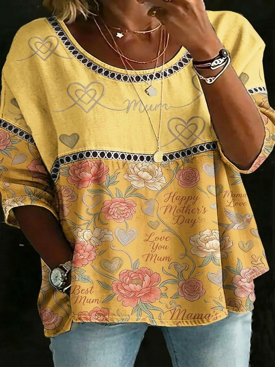 New Arrivals🔥 Women's Vintage Abstrct Casual Loose Denim Blouse Shirt