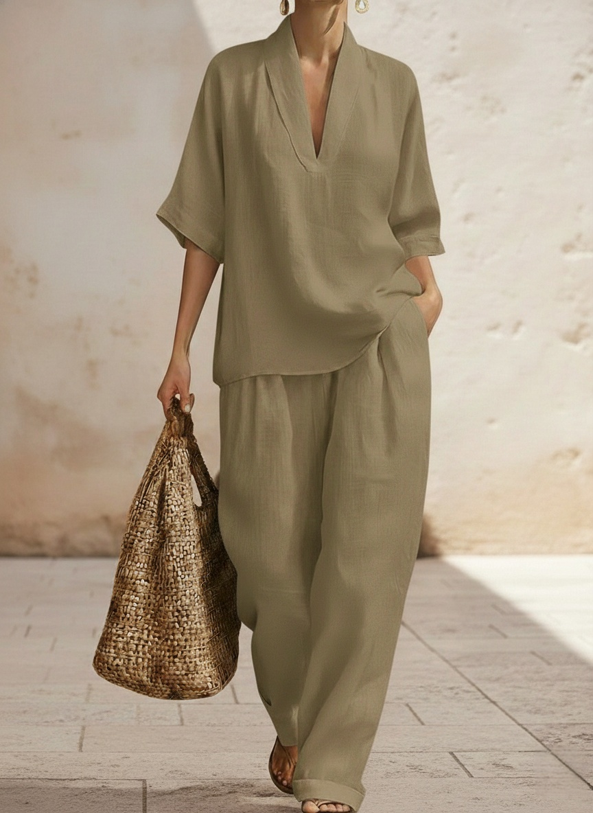 ⏰ LAST DAY SAVE 50% 💥Women's Casual And Cozy Minimalist Linen Two-piece Set