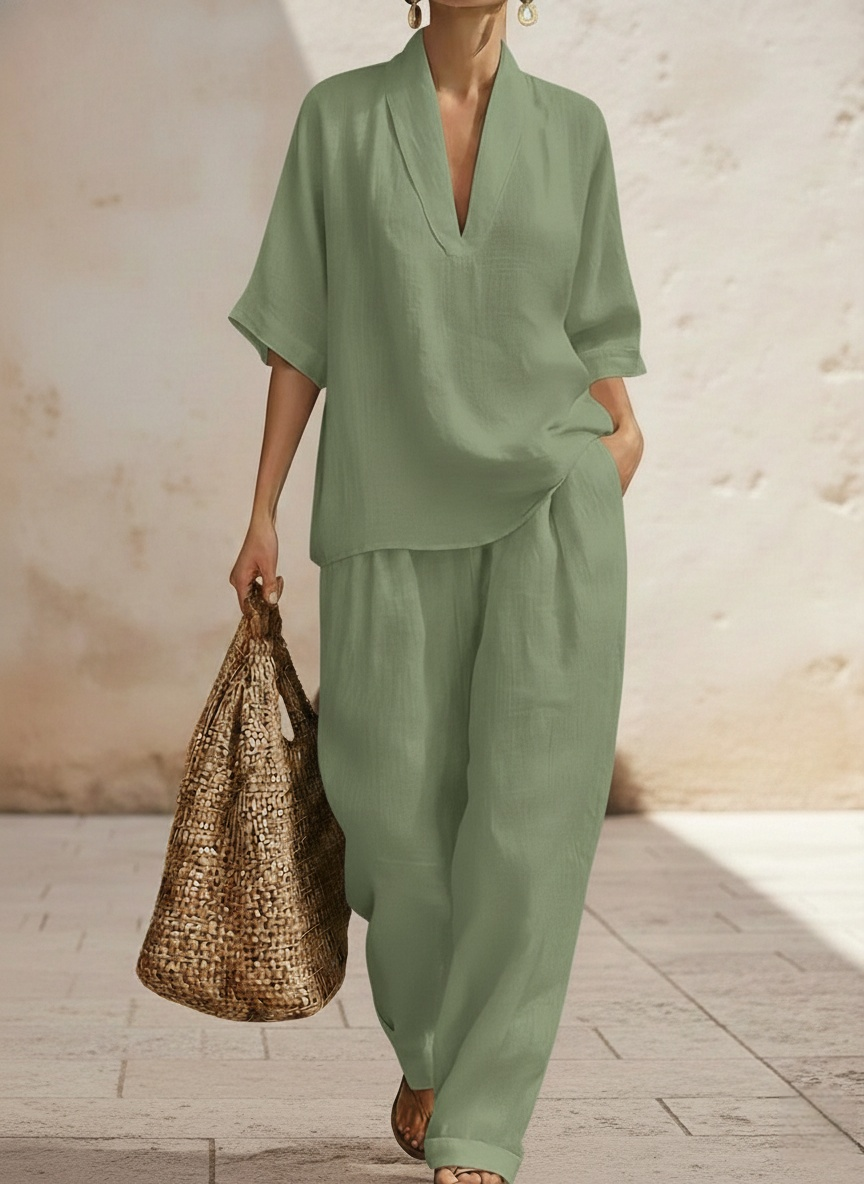 ⏰ LAST DAY SAVE 50% 💥Women's Casual And Cozy Minimalist Linen Two-piece Set