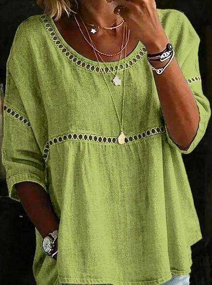 Women's Solid Color Casual Loose Denim Blouse Shirt