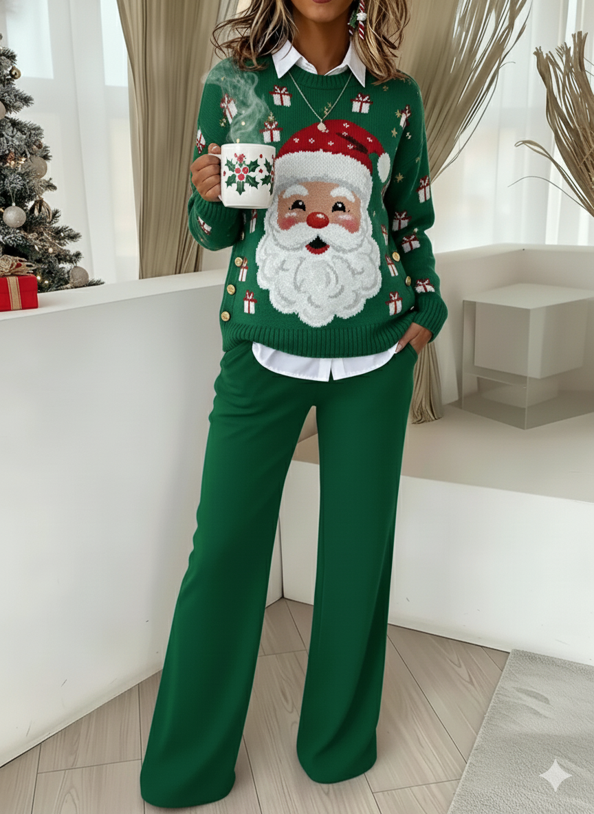 Women's Comfortable Pullover Sweater And Pants Two-piece Set