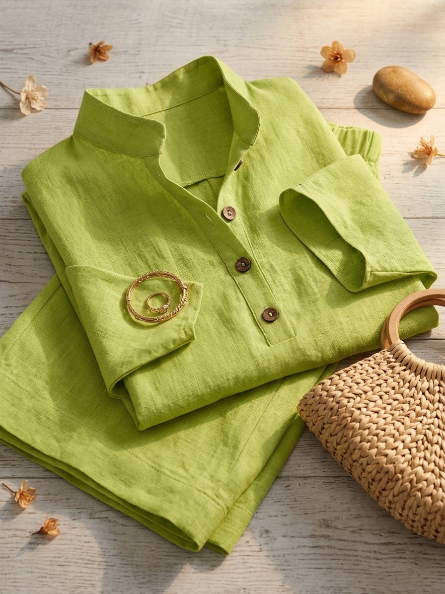 New Arrivals🔥 Women’s Casual Cozy Batwing Sleeve Linen Cotton Two-Piece Set