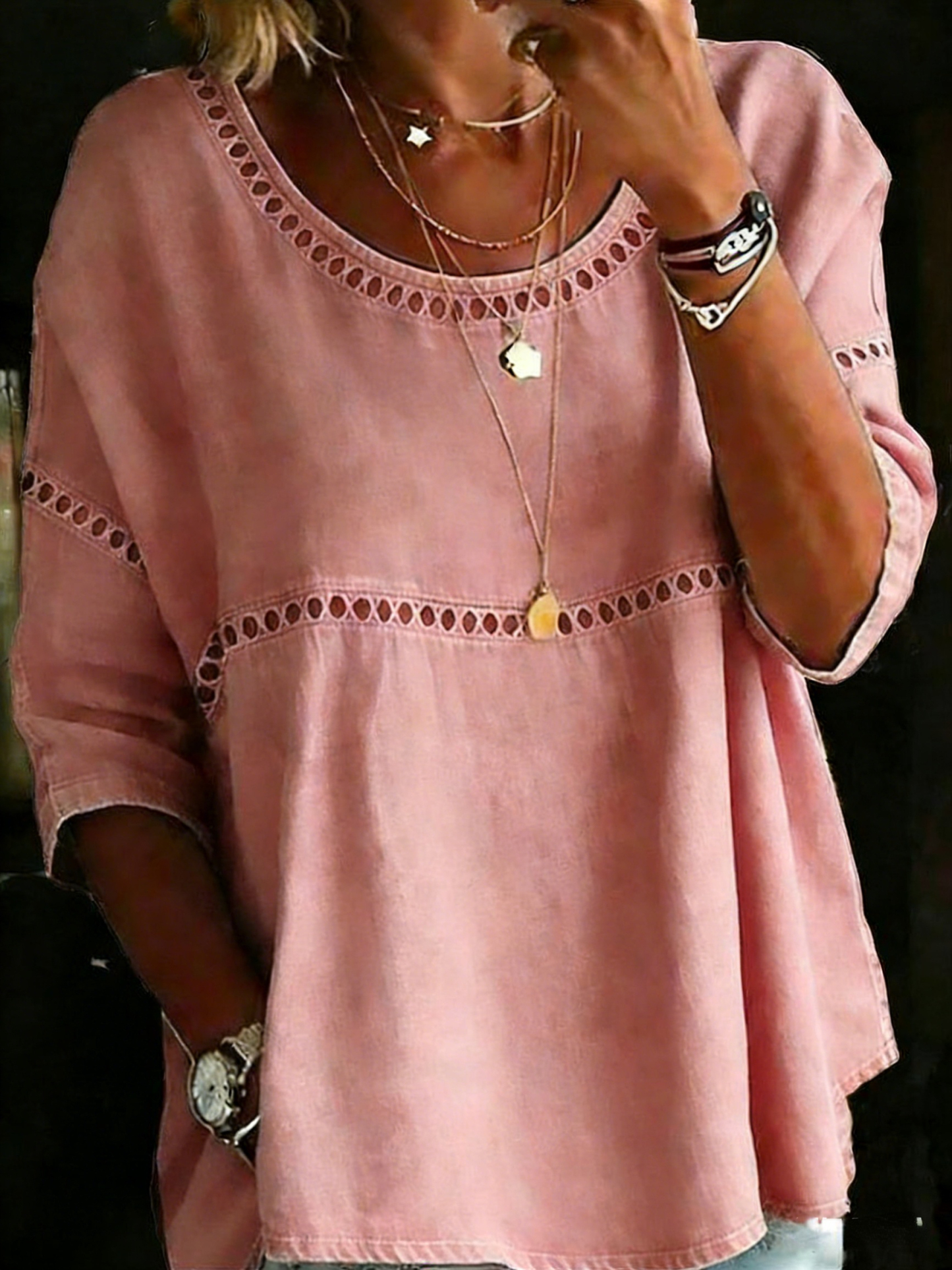 Women's Solid Color Casual Loose Denim Blouse Shirt