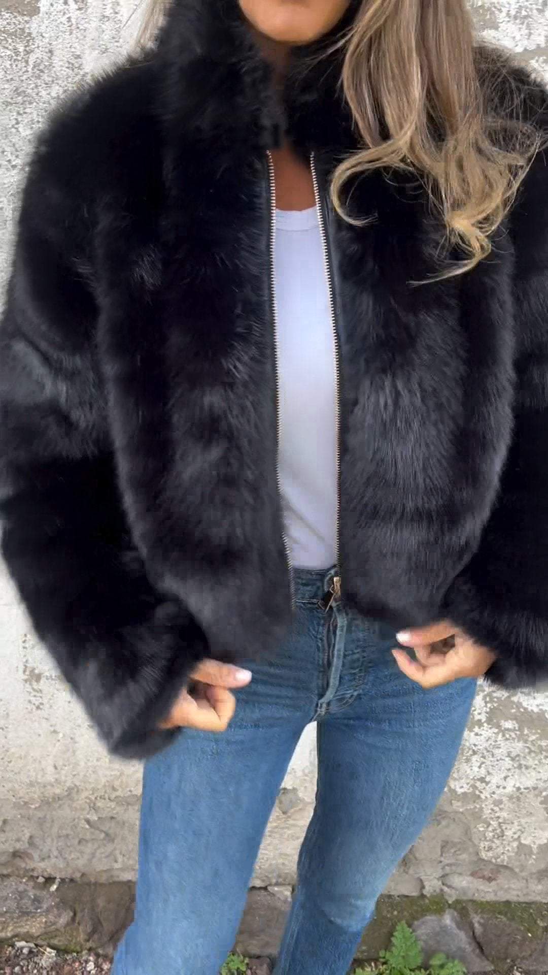 🎄Christmas Sale🔥 Women's High Collar Fur Zipper Casual Jacket