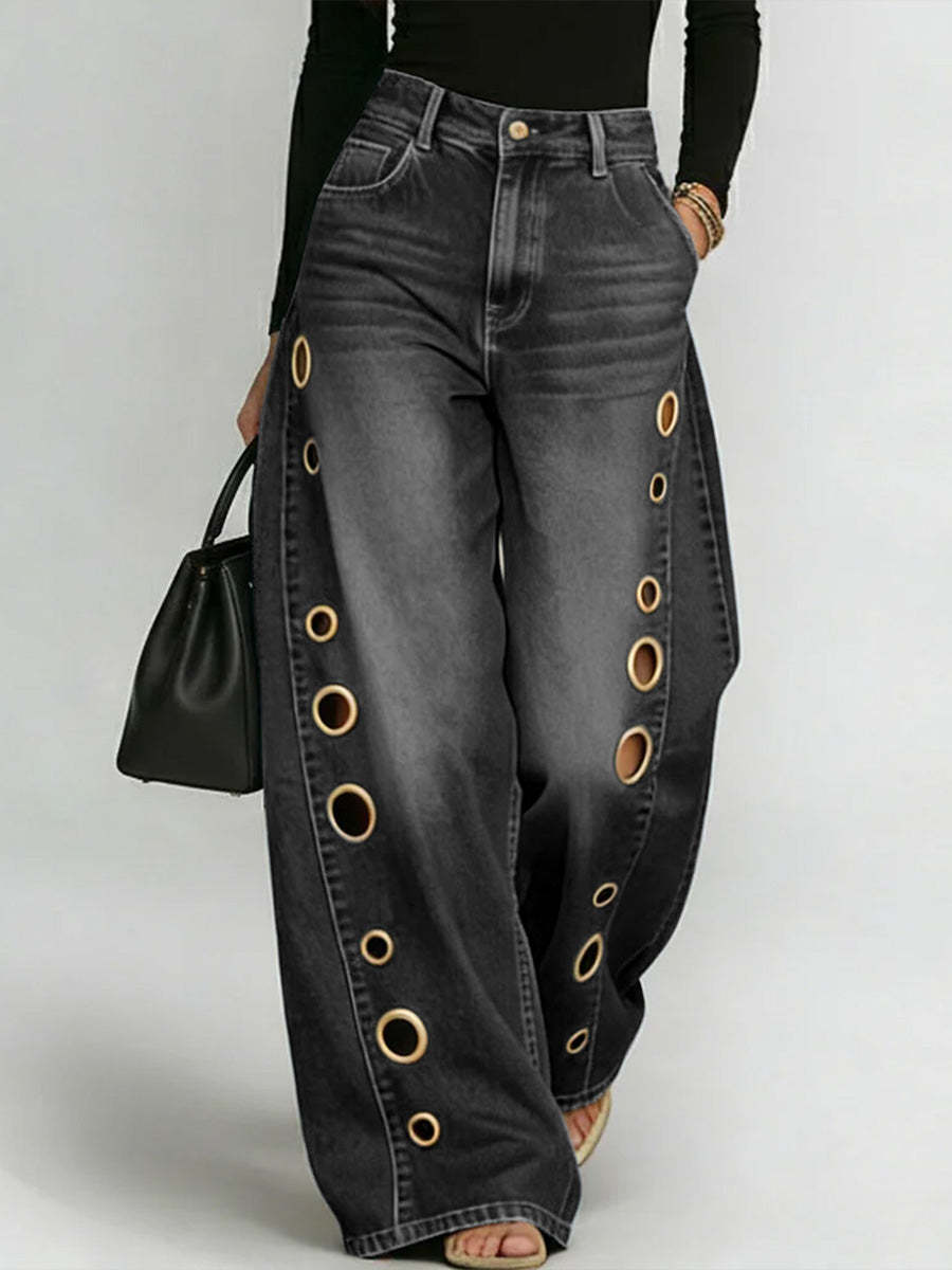 Women's New High-waisted Casual Loose Wide-leg Jeans