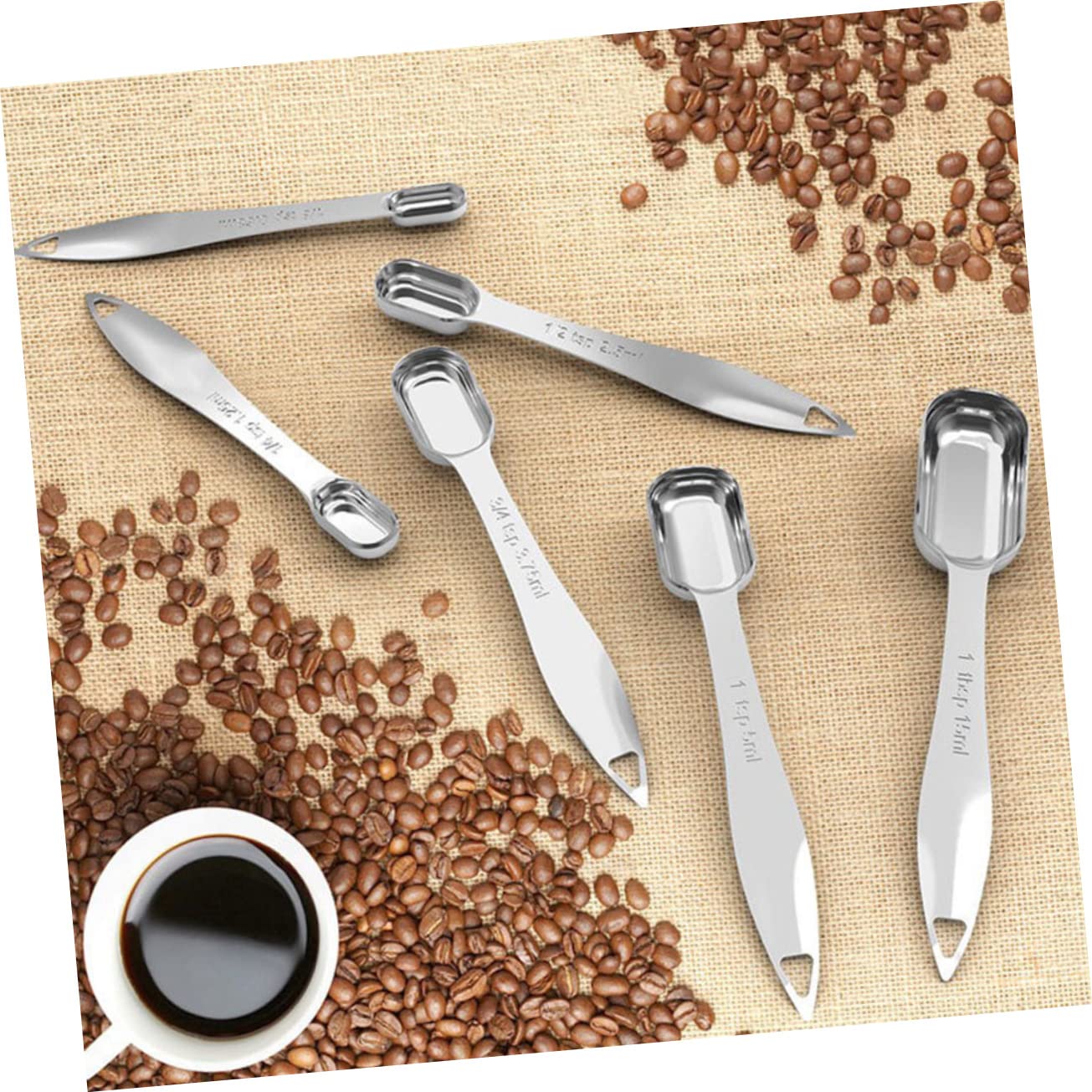 6pcs Stainless Steel Measuring Spoon for Kitchen Seasoning Spoons Ergonomic Handle Compact Design for Easy Storage for Baking and Cooking
