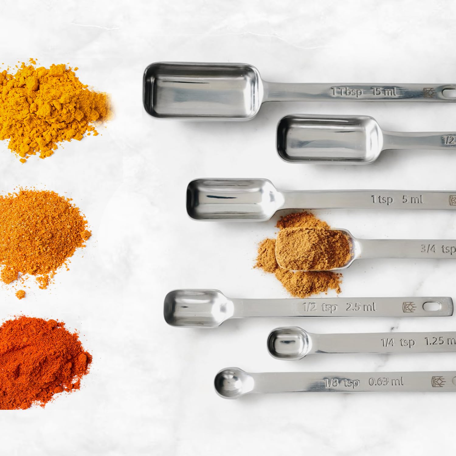 6pcs Stainless Steel Measuring Spoon for Kitchen Seasoning Spoons Ergonomic Handle Compact Design for Easy Storage for Baking and Cooking