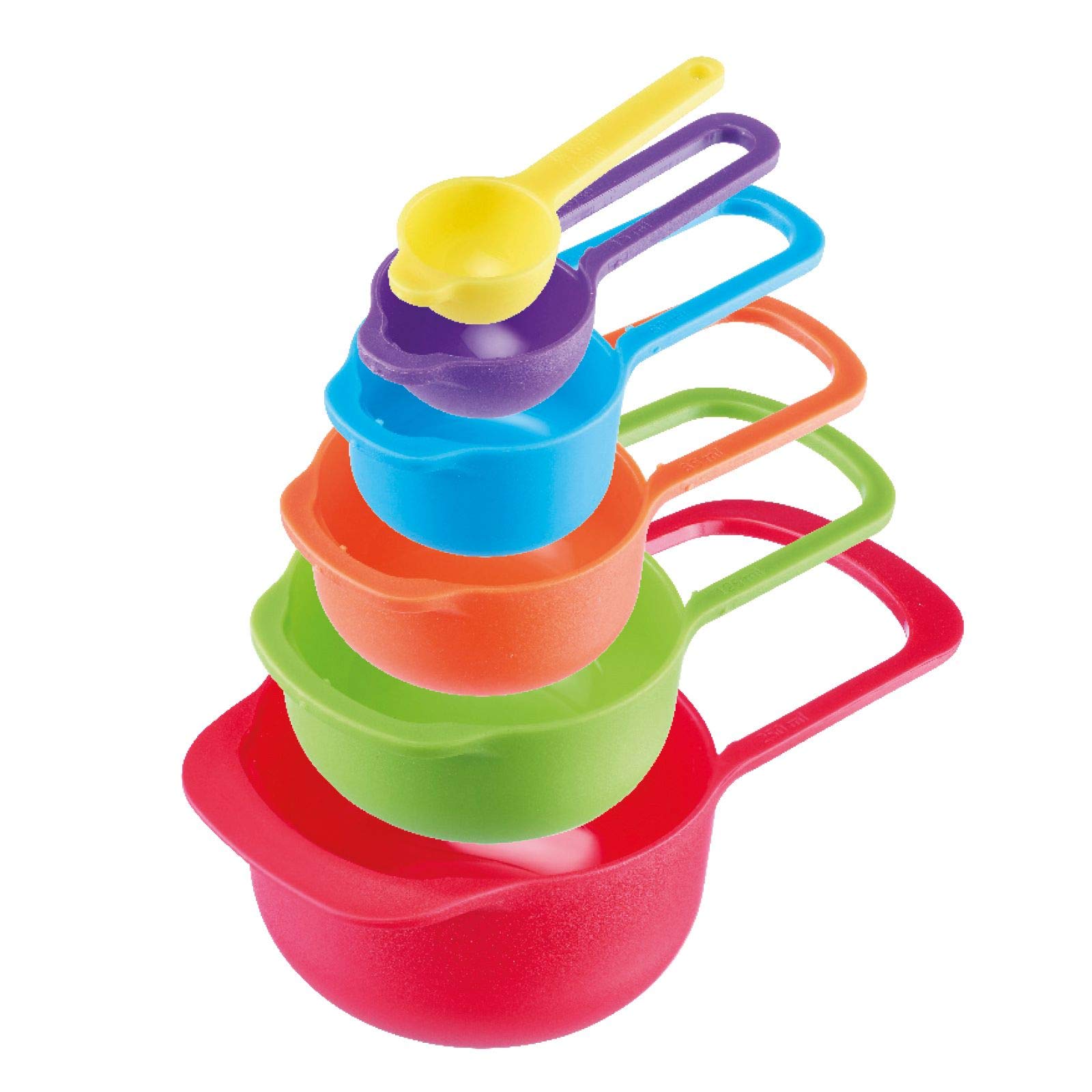 6-Piece Measuring Spoon Set, Volumes: 7.5/15/60/85/125/250 ml, Plastic, BPA-, Matroschka, Colourful