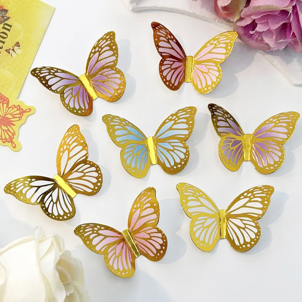 Shimmering 3D Gold Foil Butterflies - Whimsical Elegance for Enchanted Decor