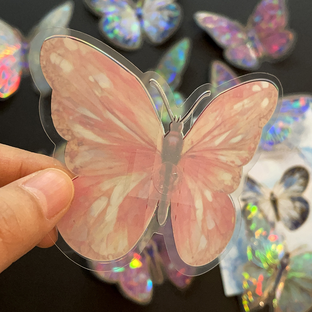 Iridescent Holographic Crystal Butterfly Stickers - Ethereal Rainbow Magic for Crafts & Decor