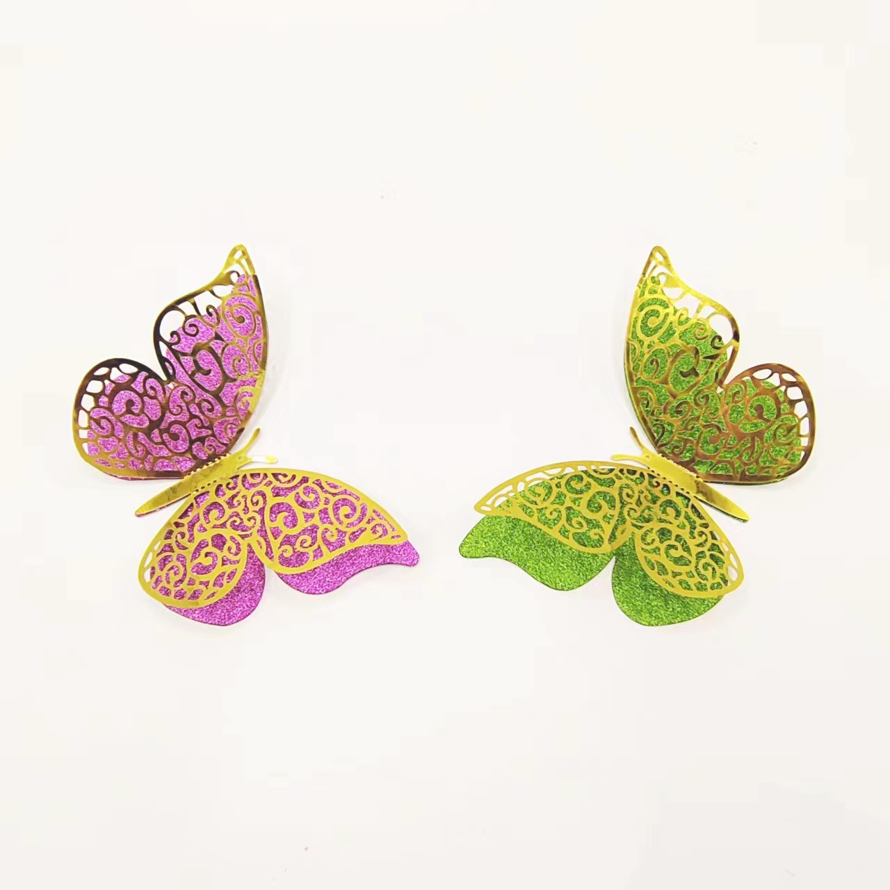 Glitter Gold Butterfly Decor: Sparkling Accents for Festive Walls & Cakes, 12-Piece Set