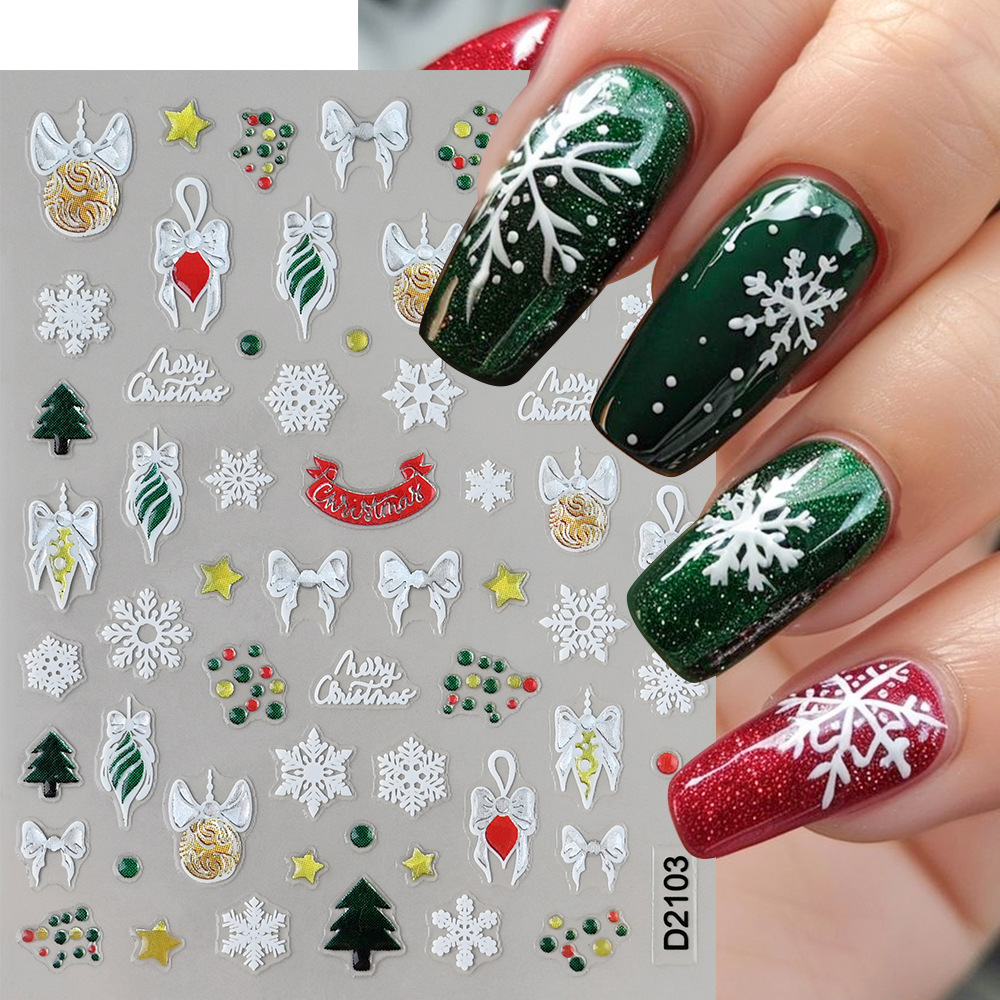 Festive Nail Sticker Set | Thin Reindeer & Snowflake Designs with Waterproof Backing, Christmas Theme Nail Art Decoration Kit