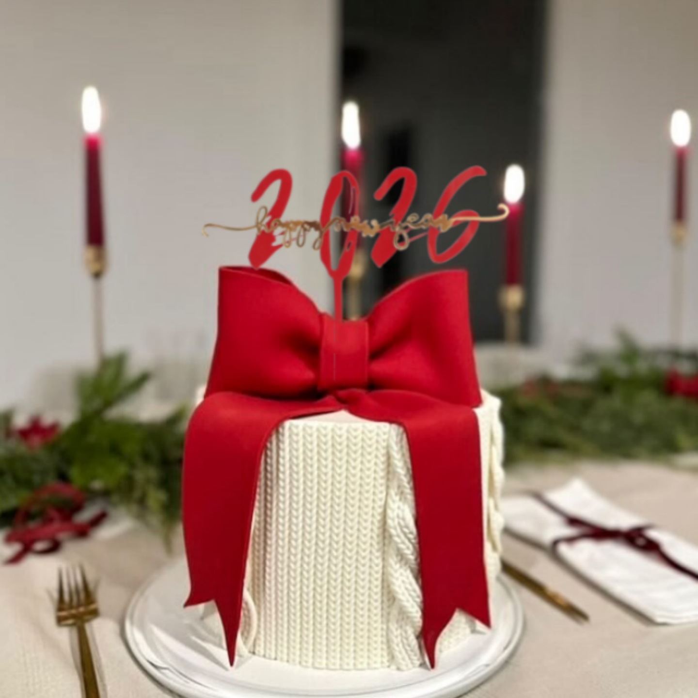 2026 New Year Acrylic Cake Toppers - "Happy New Year" Themed Decorations for New Year Party Cakes
