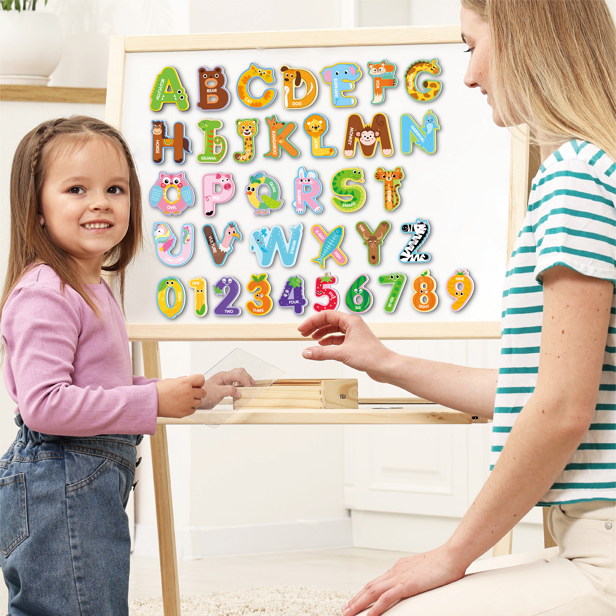 43-Piece Animal-Shaped Soft Magnetic Letter & Number Fridge Magnets - Kids Educational Early Learning Toy