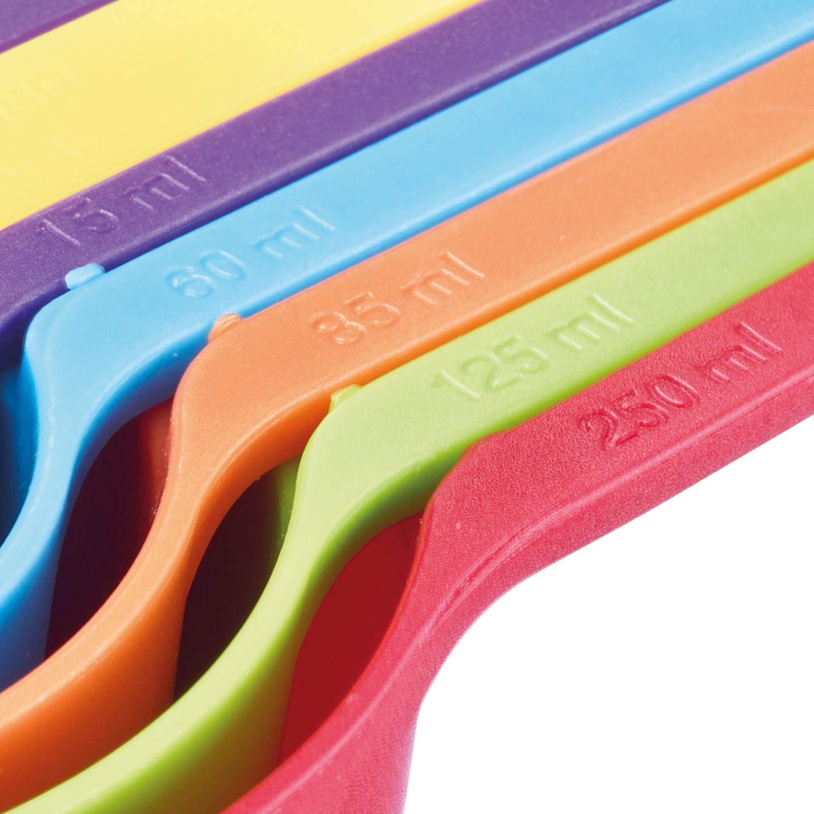 6-Piece Measuring Spoon Set, Volumes: 7.5/15/60/85/125/250 ml, Plastic, BPA-, Matroschka, Colourful