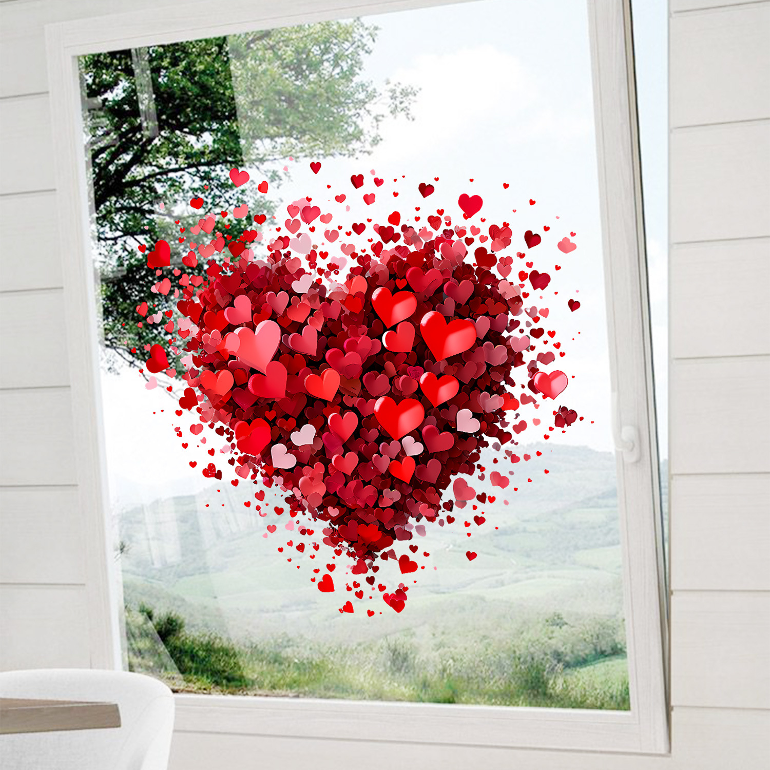 Valentine's Day Heart Window Stickers - Static Cling Decor for Bedroom/Living Room/Dining Room, No Glue Reusable Glass Decals for Holiday